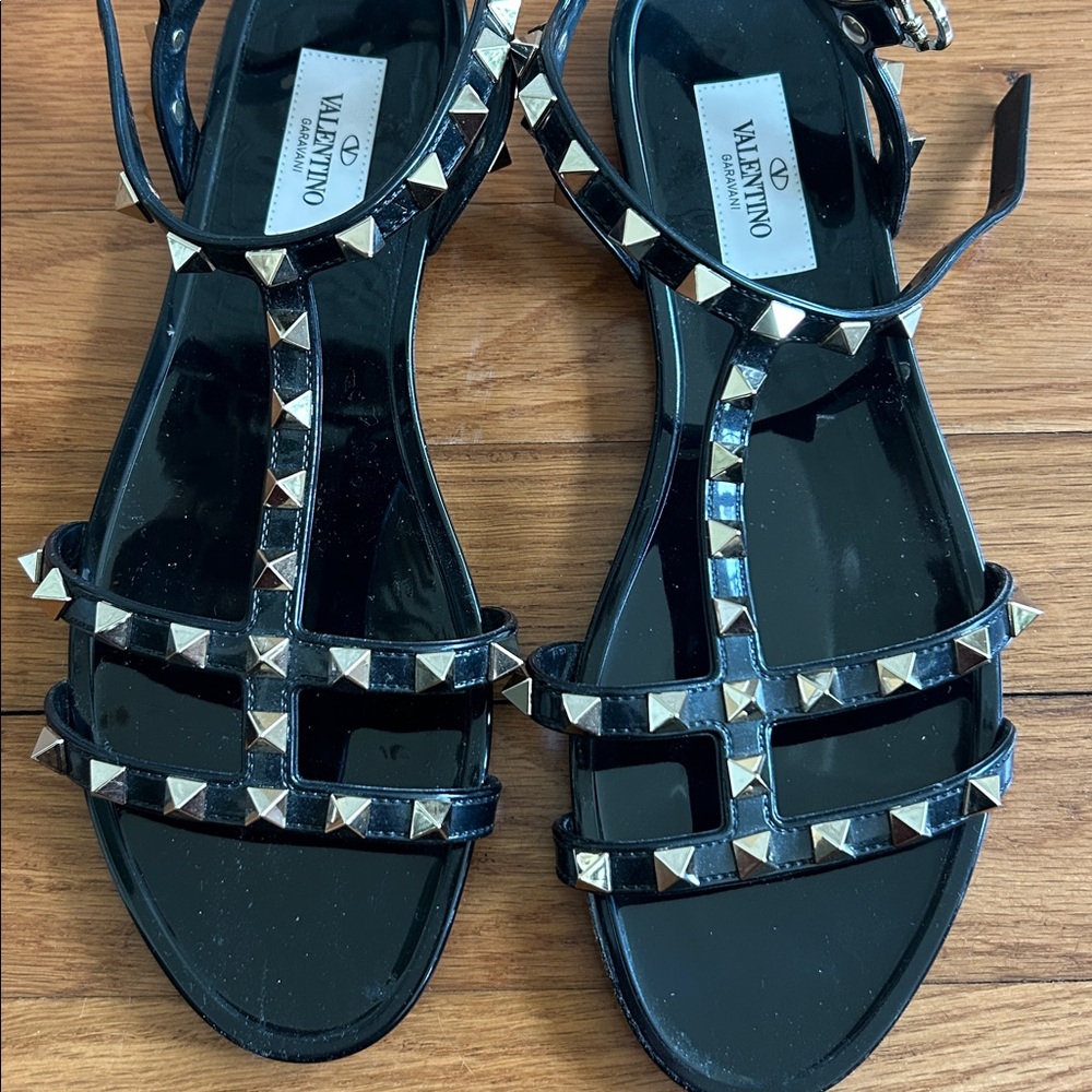 Valentino Black and Silver Studded Sandals - Picture 5 of 7